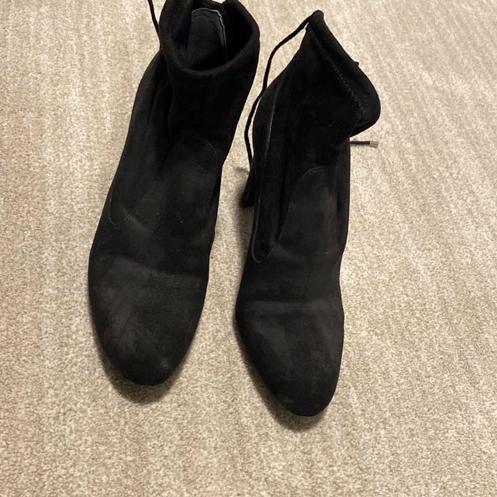 Black velvet boots size 8